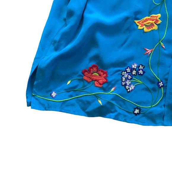 Vintage Diane Von Furstenberg 100% Silk Floral Embroidered Blouse - Picture 2 of 9